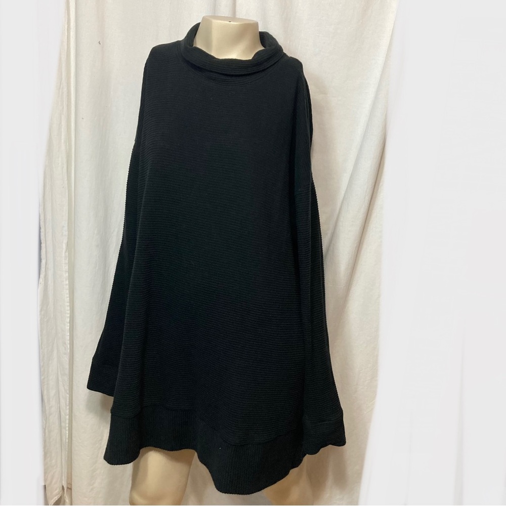 J. Jill Fit black long sleeve ribbed pullover sweatshirt top cotton black large